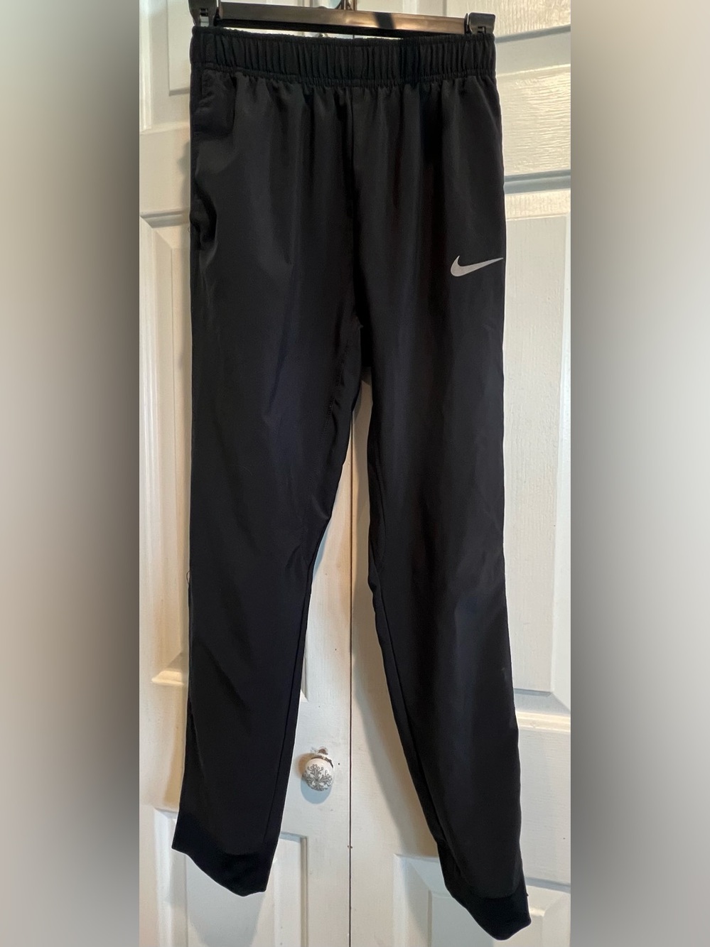 Nike Black Workout Track Pants with Silver Swoosh & pockets
